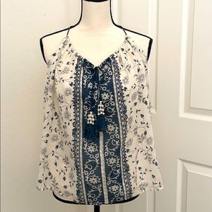 Love Sam boho tank with beaded tassell accents